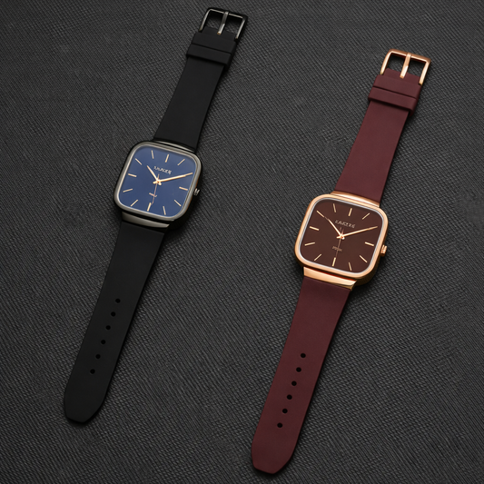 Pack of 2 Master Quartz Silicon Strap Watch | Casual & Formal Wear