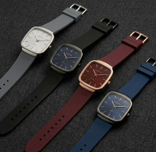 Pack of 4 Master Quartz Silicon Strap Watch | Casual & Formal Wear