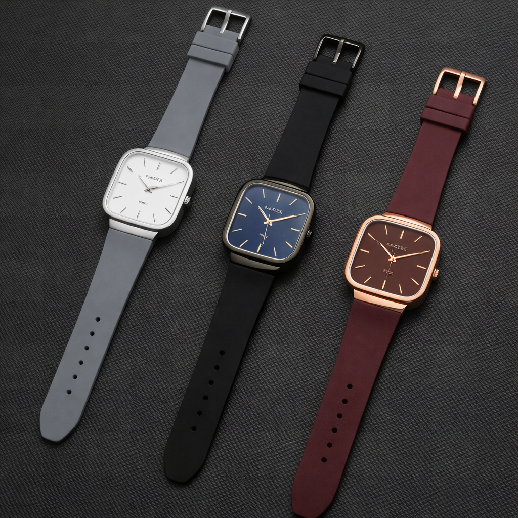 Pack of 3 Master Quartz Silicon Strap Watch | Casual & Formal Wear