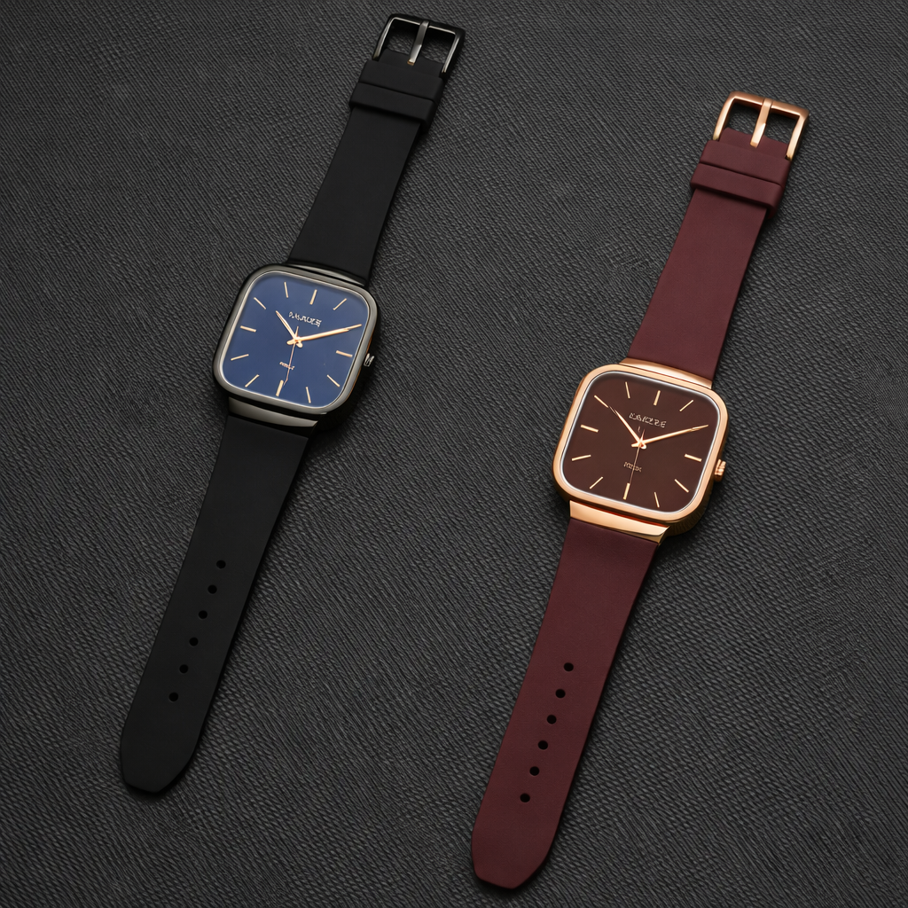 Pack of 2 Master Quartz Silicon Strap Watch | Casual & Formal Wear