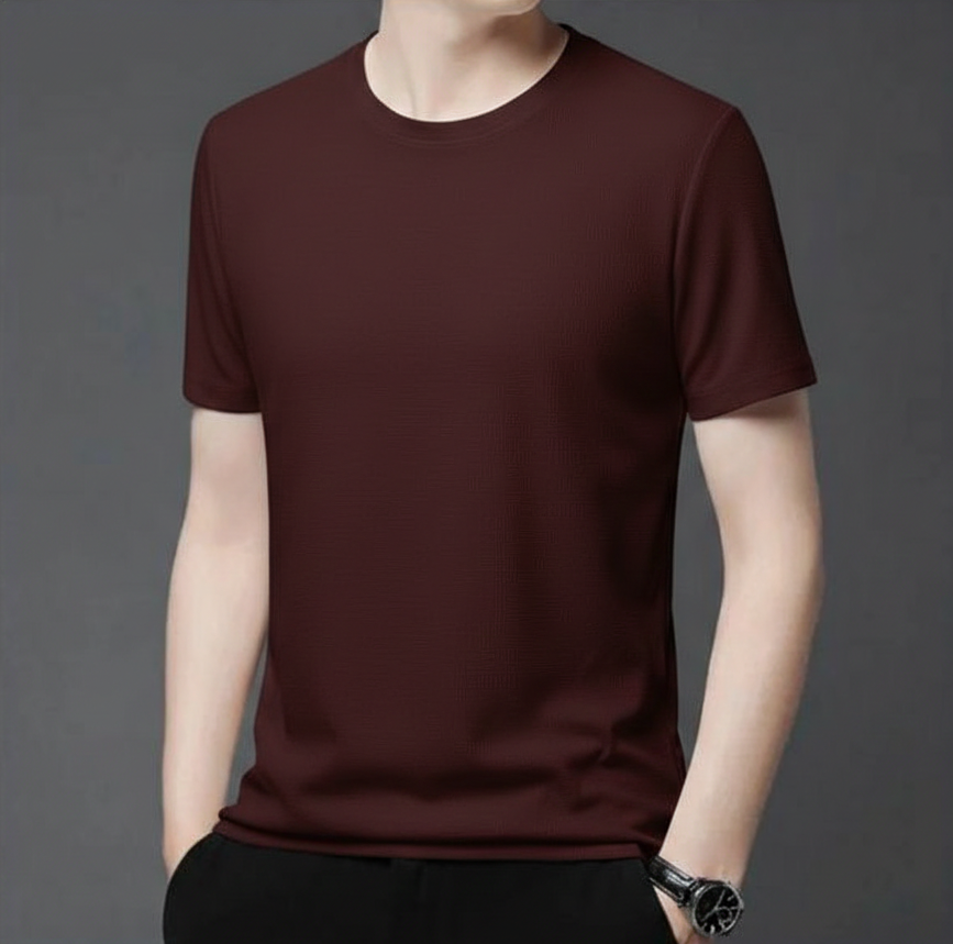 Premium Cotton T-Shirt for Men – Maroon | Regular Fit Casual Wear