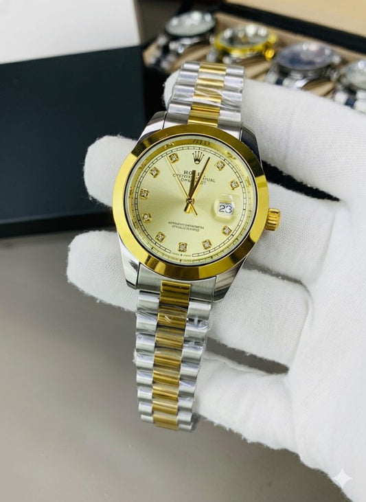 Ro-lex  Jubilee Watch – Mechanical | Golden | Two Tone Steel | Classic Men’s Edition