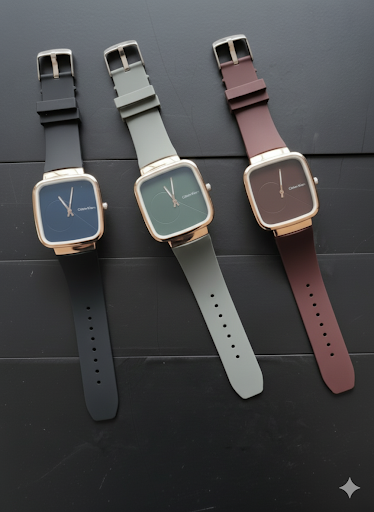 Pack of 3 CK Square Dial Silicone Strap Watch – Casual | Formal