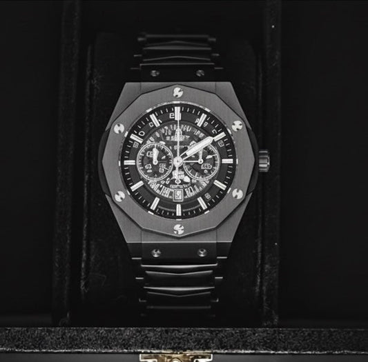 Hublot Diamond Cut Skeleton Watch (Black Edition)