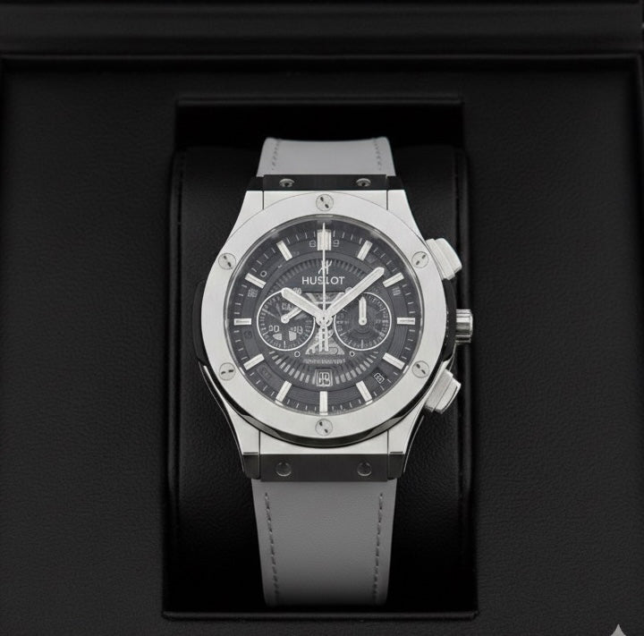 Hublot Luxury Watch for Men – Stylish Gray Leather Strap Watch