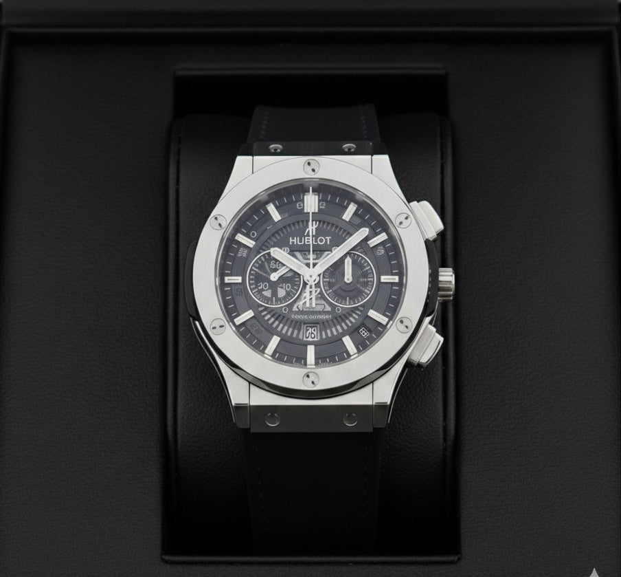 Hublot Luxury Watch for Men – Stylish Gray Leather Strap Watch