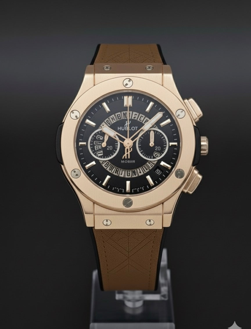 Hublot Luxury Watch for Men – Stylish Gray Leather Strap Watch