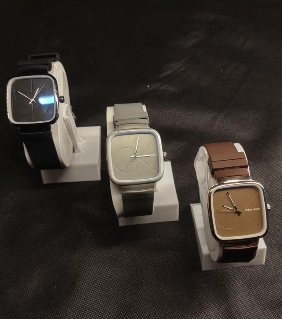 Pack of 3 CK Square Dial Silicone Strap Watch – Casual | Formal