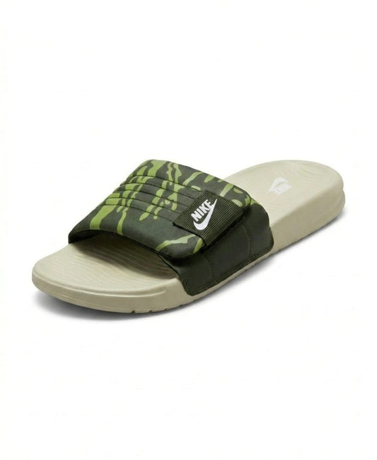 Nike Commando Design Adjustable Strap Slippers | Green with Neon Green Patterns
