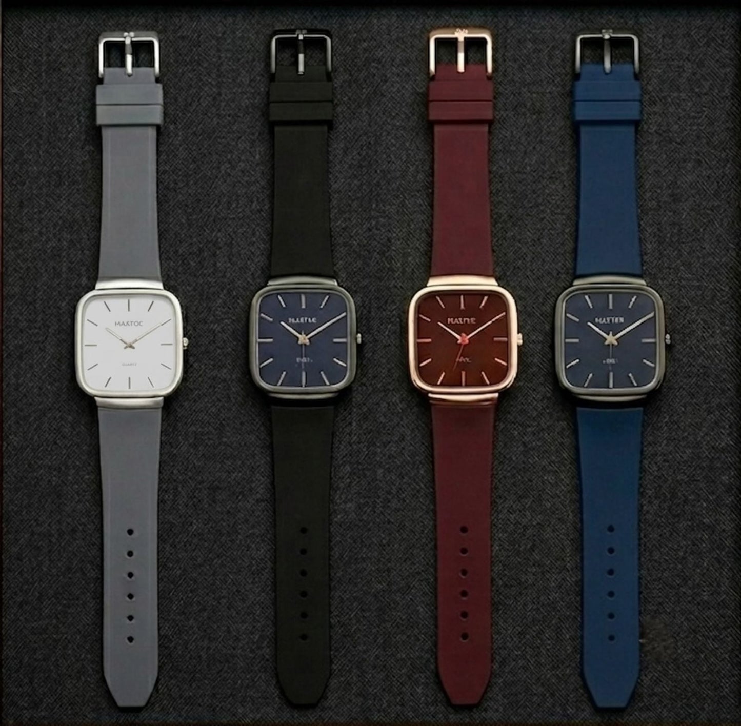 Pack of 4 Master Quartz Silicon Strap Watch | Casual & Formal Wear