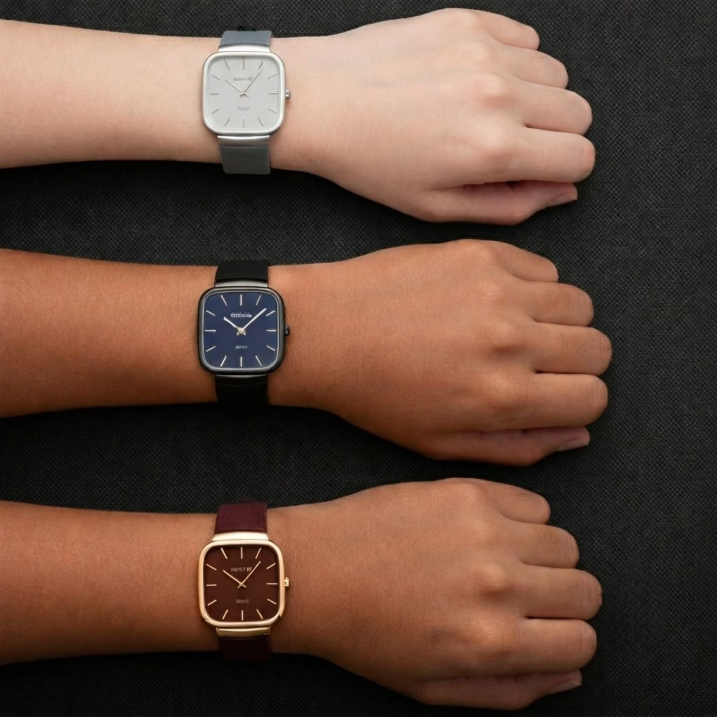 Pack of 3 Master Quartz Silicon Strap Watch | Casual & Formal Wear